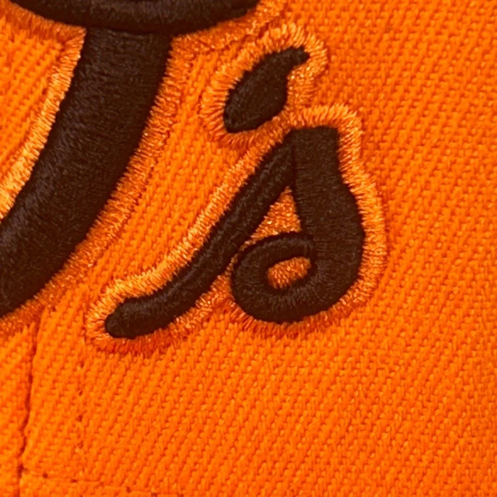 O's Script Mens Orange MLB Trucker Hat Mesh Snapback OSFM